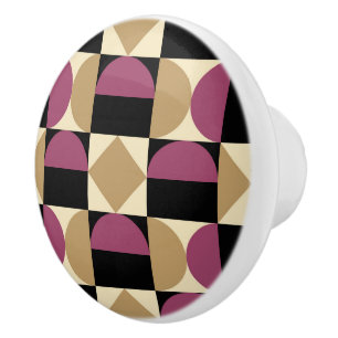 Mod 1970s Retro Style Geometric Design Ceramic Knob