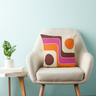 Mod 1970s Retro Style Geometric Design Cushion