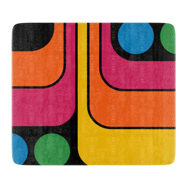 Mod 1970s Retro Style Geometric Design Cutting Board (Front)
