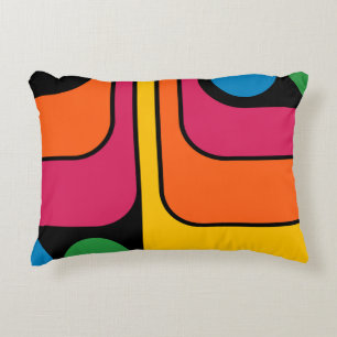 Mod 1970s Retro Style Geometric Design Decorative Cushion