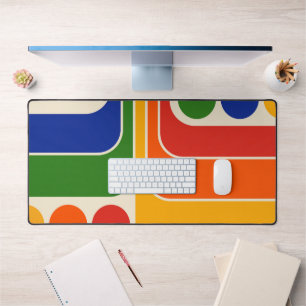 Mod 1970s Retro Style Geometric Design Desk Mat