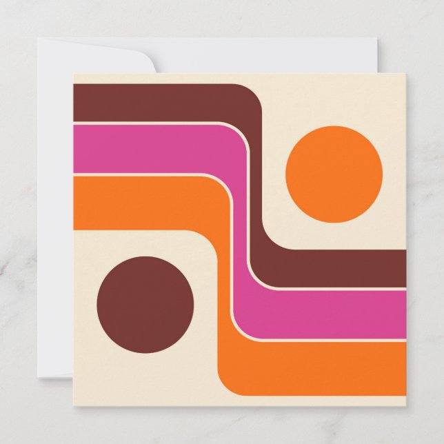 Mod 1970s Retro Style Geometric Design Invitation (Front)