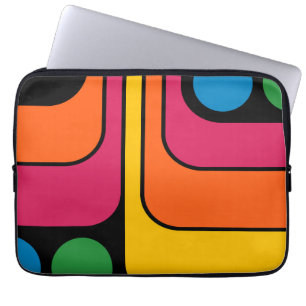 Mod 1970s Retro Style Geometric Design Laptop Sleeve