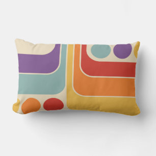 Mod 1970s Retro Style Geometric Design Lumbar Cushion