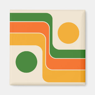 Mod 1970s Retro Style Geometric Design Magnet