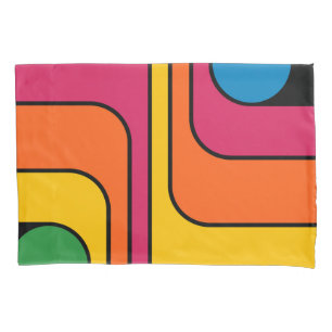 Mod 1970s Retro Style Geometric Design Pillowcase