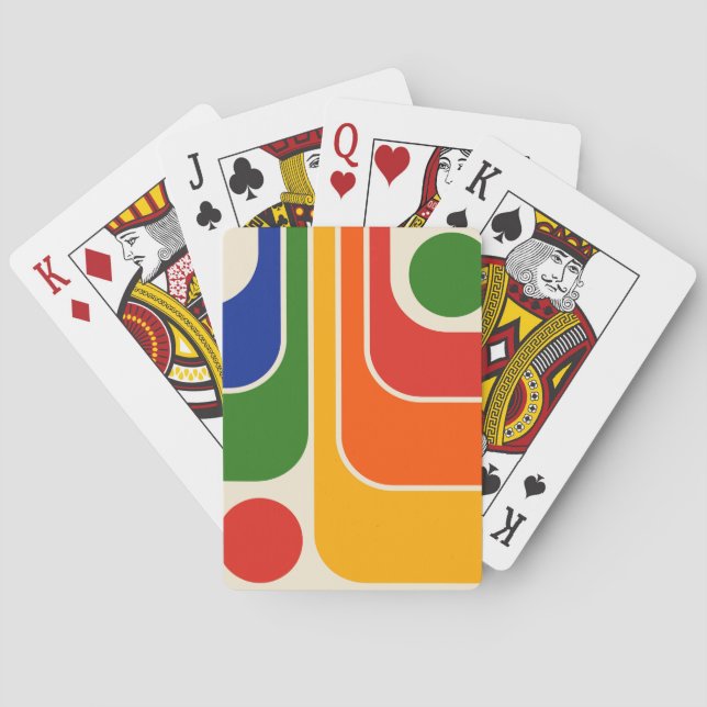 Mod 1970s Retro Style Geometric Design Playing Cards (Back)