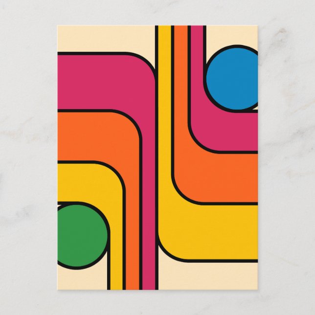 Mod 1970s Retro Style Geometric Design Postcard (Front)