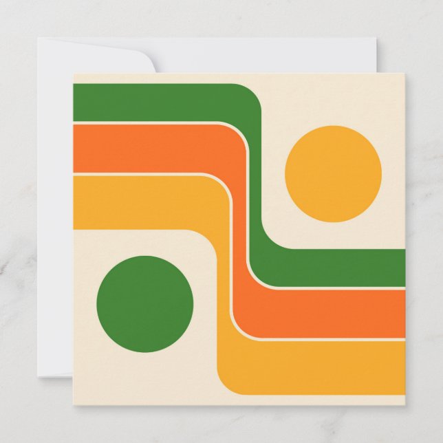 Mod 1970s Retro Style Geometric Design Save The Date (Front)