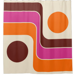 Mod 1970s Retro Style Geometric Design Shower Curtain