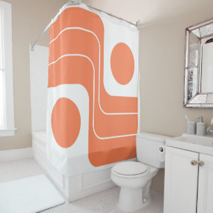Mod 1970s Retro Style Geometric Design Shower Curtain