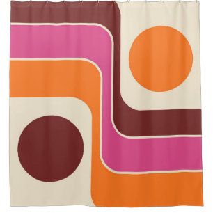 Mod 1970s Retro Style Geometric Design Shower Curtain