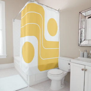 Mod 1970s Retro Style Geometric Design Shower Curtain
