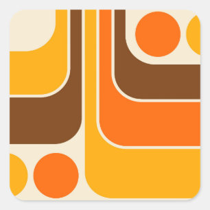 Mod 1970s Retro Style Geometric Design Square Sticker