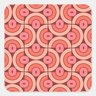 Mod 1970s Retro Style Geometric Design Square Sticker