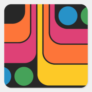 Mod 1970s Retro Style Geometric Design Square Sticker