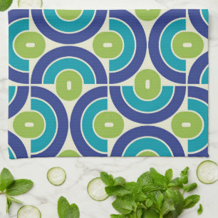 Mod 1970s Retro Style Geometric Design Tea Towel