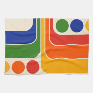 Mod 1970s Retro Style Geometric Design Tea Towel
