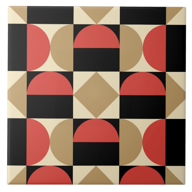 Mod 1970s Retro Style Geometric Design Tile (Front)
