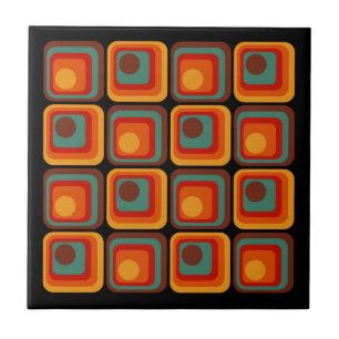 Mod 1970s Retro Style Geometric Design Tile