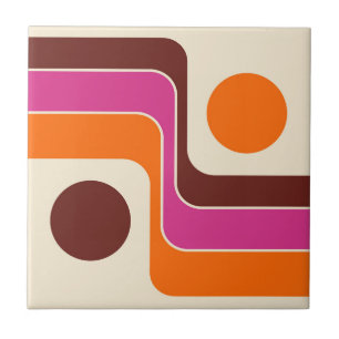 Mod 1970s Retro Style Geometric Design Tile