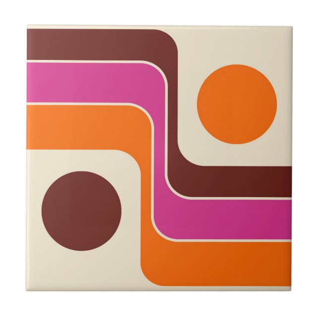 Mod 1970s Retro Style Geometric Design Tile (Front)