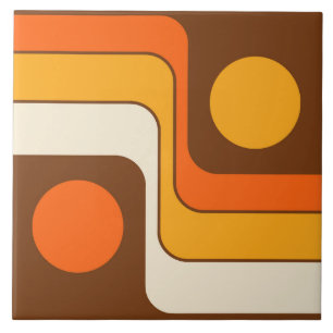 Mod 1970s Retro Style Geometric Design Tile