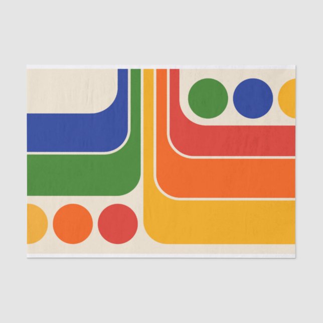 Mod 1970s Retro Style Geometric Design Tissue Paper (Front)