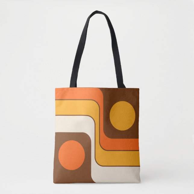 Mod 1970s Retro Style Geometric Design Tote Bag (Front)