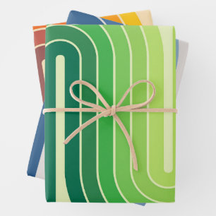 Mod 1970s Retro Style Geometric Design Wrapping Paper Sheet