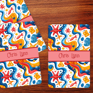 Mod Abstract Beach Theme with Starfish Playing Cards