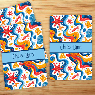 Mod Abstract Beach Theme with Starfish Playing Cards