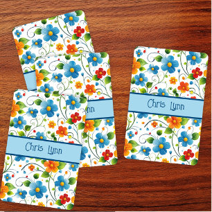 Mod Abstract Flower Theme with Bright Colours Playing Cards