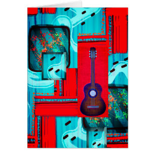 Mod Abstract Music Collage "Overreach"Blank Card