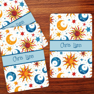 Mod Abstract Sun Moon and Stars Colourful Playing Cards