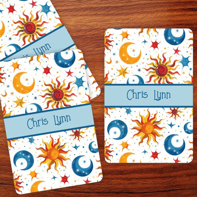 Mod Abstract Sun Moon and Stars Colourful  Playing Cards (Creator Uploaded)