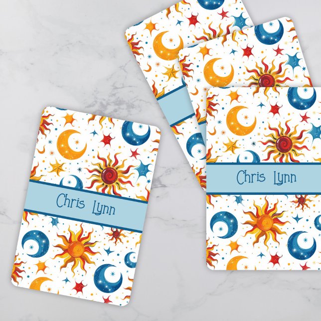 Mod Abstract Sun Moon and Stars Colourful  Playing Cards (Creator Uploaded)