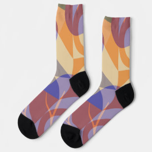 Mod Artsy Purple and Peach  Socks