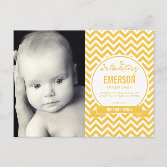 Mod Baby Birth Announcement - Sunshine Postcard (Front)