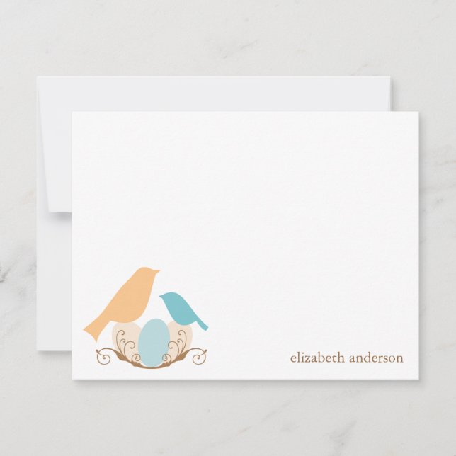 Mod Birds Nest Flat Thank You Cards (Front)