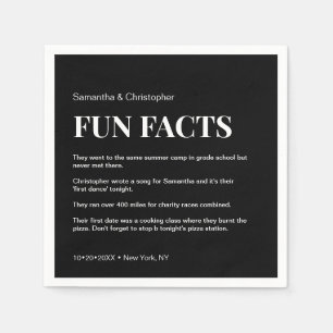 Mod Black and white Custom fun fact list Wedding Napkin