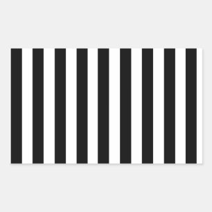 Mod Black and White Stripes Pattern Rectangular Sticker