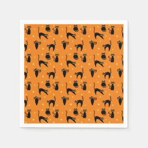 Mod Black Cats Halloween Napkin