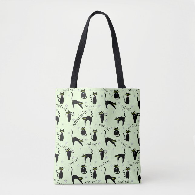 Mod Black Cats Personalised Tote Bag (Front)