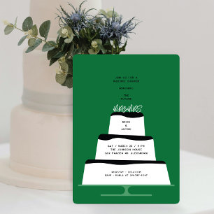 Mod Black Iced Wedding Cake Couple's Shower Invitation