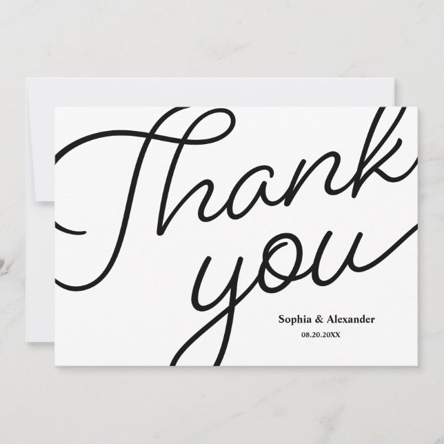 Mod black white Script Wedding Thank you (Front)
