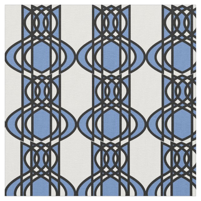 Mod Blue Abstract Scarab Pattern Fabric (Close Up)