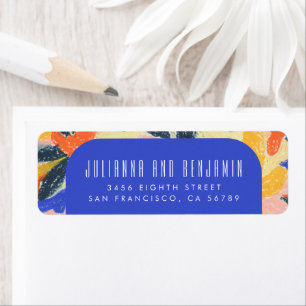 Mod Blue Artsy Abstract Botanical Return Address
