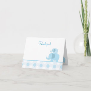Mod Blue Elephants Thank you Card
