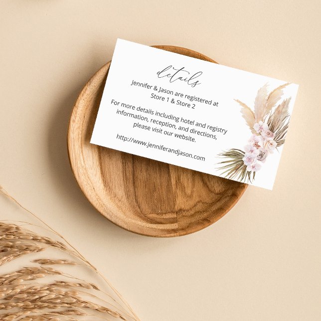 MOD Boho Pampas Grass Beach Floral Details SM Enclosure Card (Creator Uploaded)